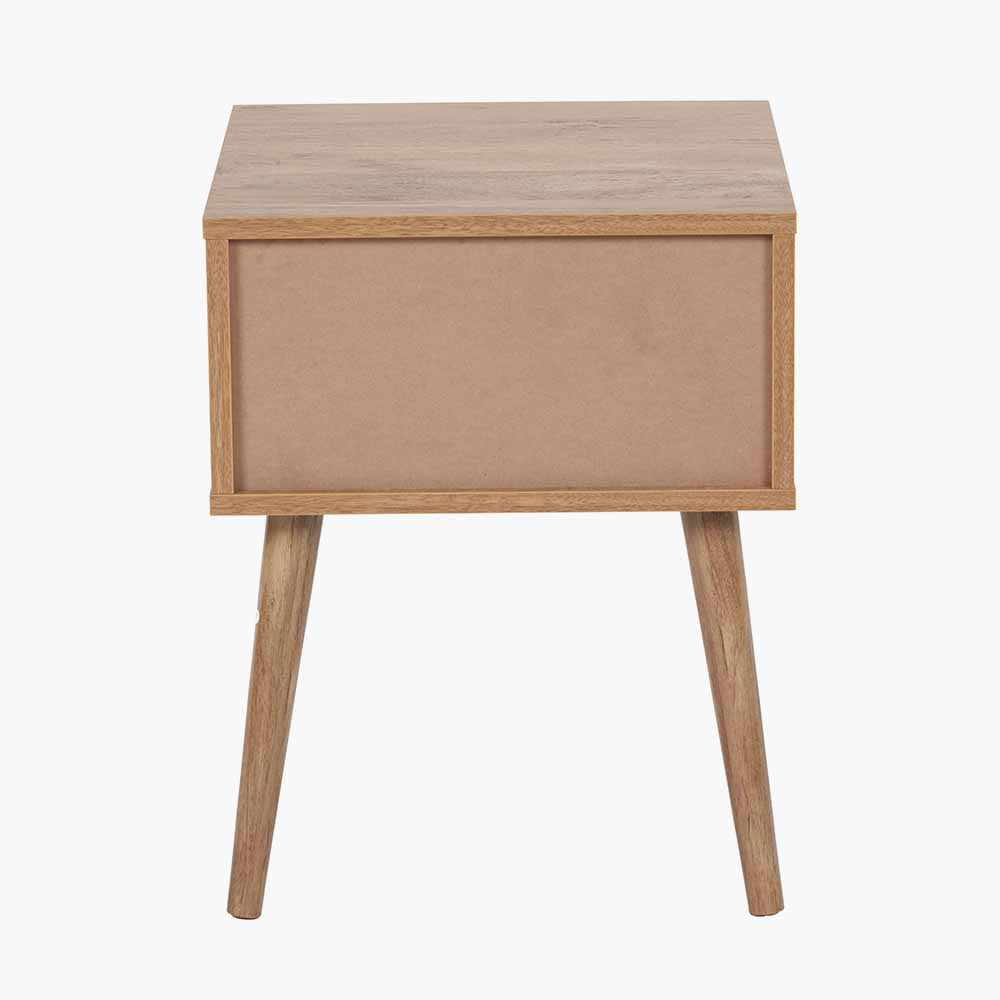 Larvik Natural Eucalyptus Wood Slatted Bedside Table | 1 Drawer